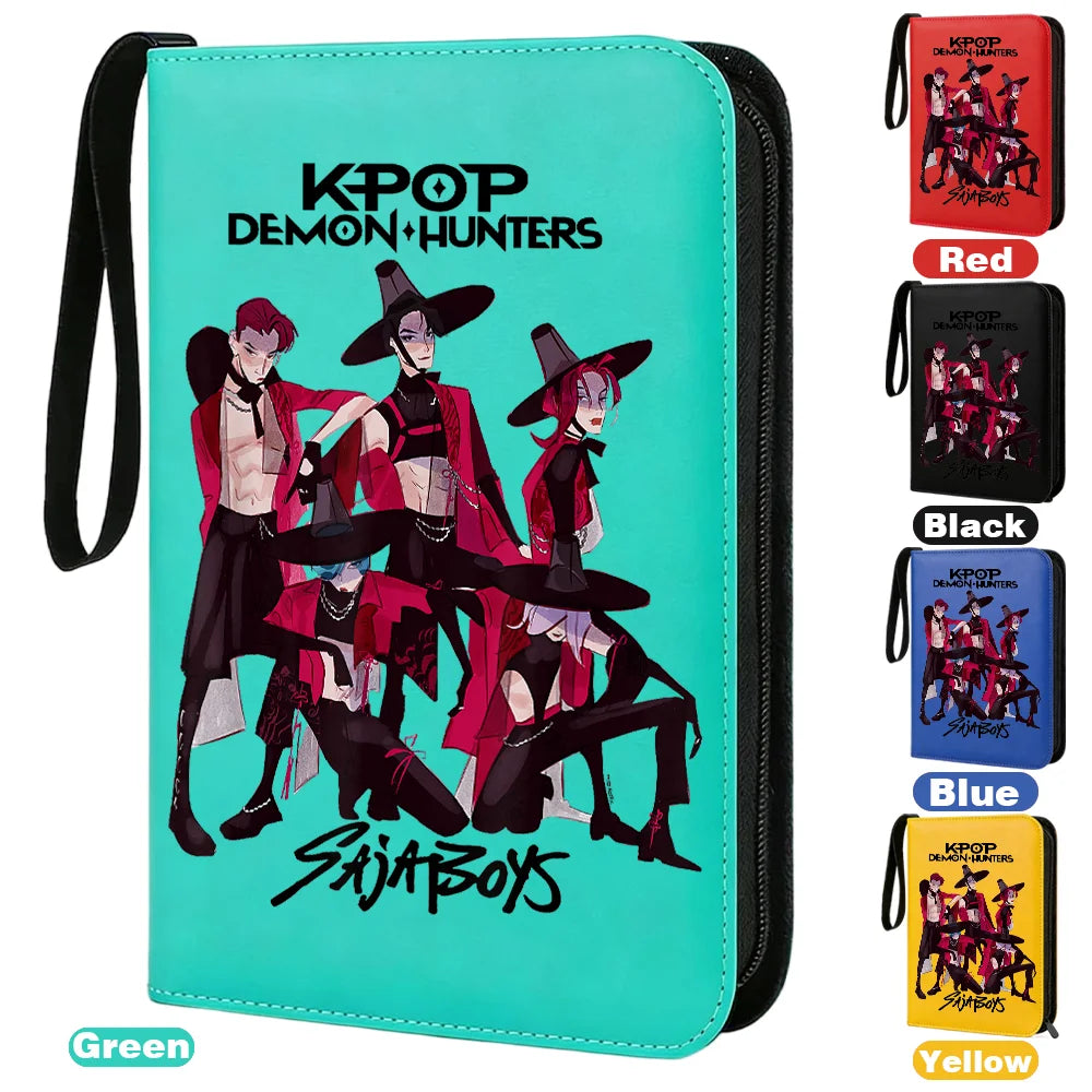 I YAN Demon Hunters card album binder with 400 pockets, PU zipper holder, ideal for storing trading cards and collectibles.
