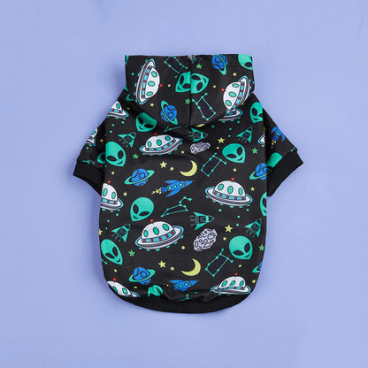 Alien Dog Hoodie Dog Warm Jacket Coat Puppy Sweatshirt Flying Saucer Christmas Halloween Dog Costume  Winter Dog Clothes Pet App