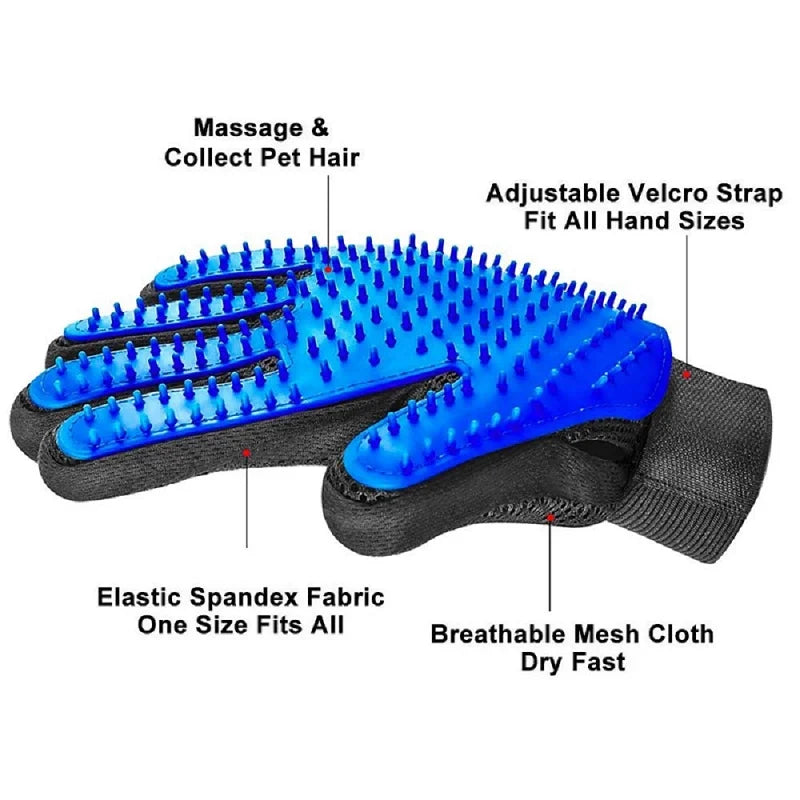 I YAN cat grooming glove with pet brush design for removing loose hair and massaging cats and dogs.