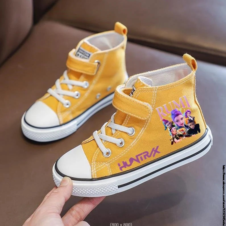 New Kpop Demon Hunter Children's Canvas Shoes Kids Sneakers Boys Girls Fashion Canvas Shoe Cartoon Print Breathable Casual Shoes