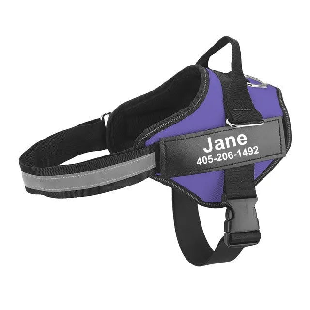 Adjustable reflective dog harness by I YAN, breathable no-pull vest for small and large dogs, shown on a dog.