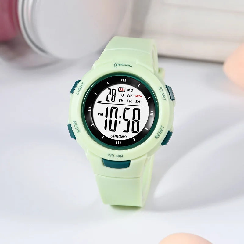 Kids' I YAN UTHAI CE49 luminous waterproof smart watch for boys and girls, featuring alarm clock and electronic design.