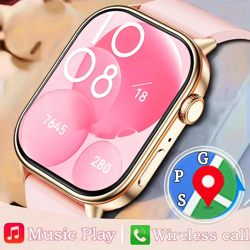 2025 New 2.01'' AMOLED HD Screen Music Smart watch Women Fashion Built-in 6 Stars GPS Position Waterproof Tracker Call Bracelets
