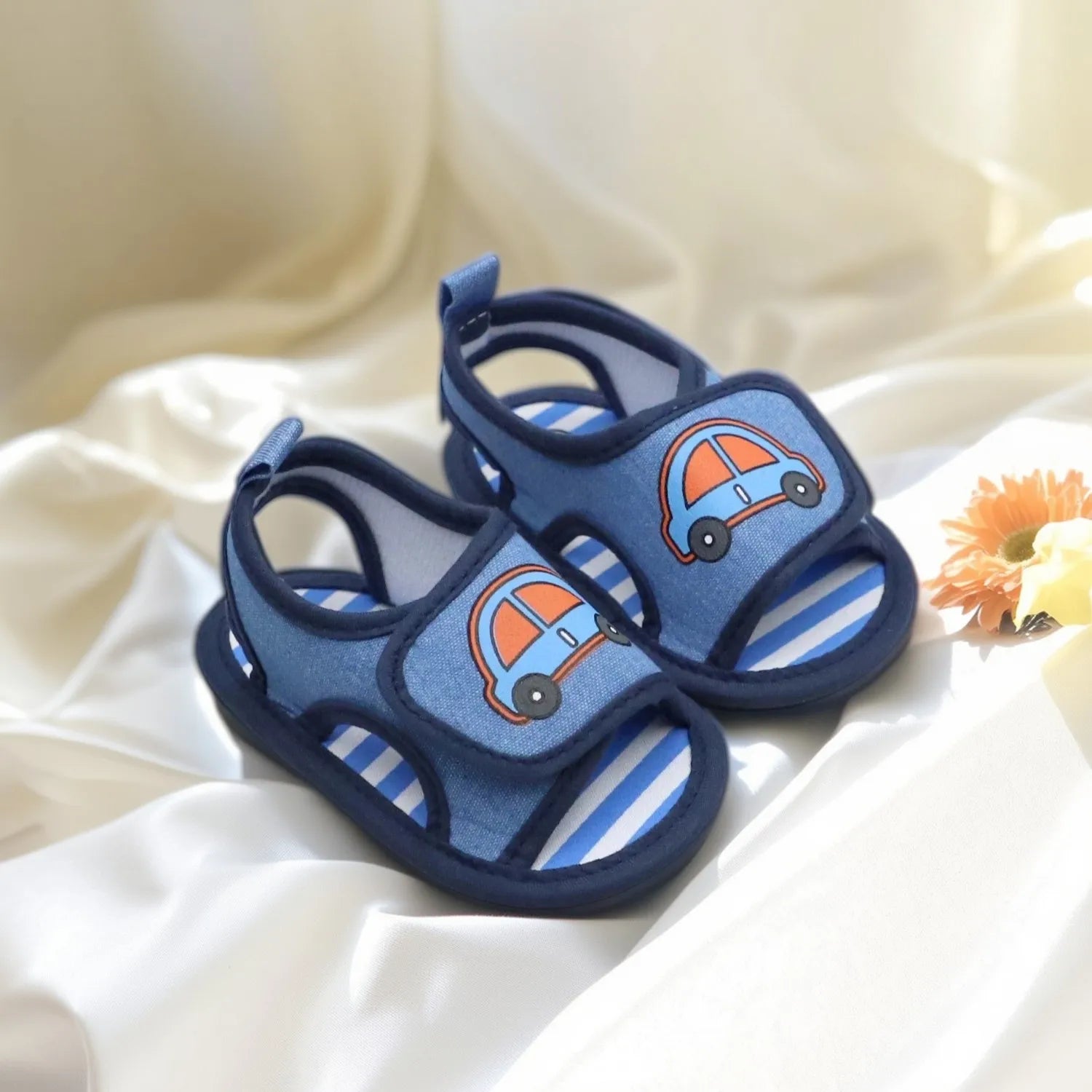 Male baby sandals, cloth shoes, 0-1 year old baby walking shoes, 0-6-12-18 months soft sole breathable