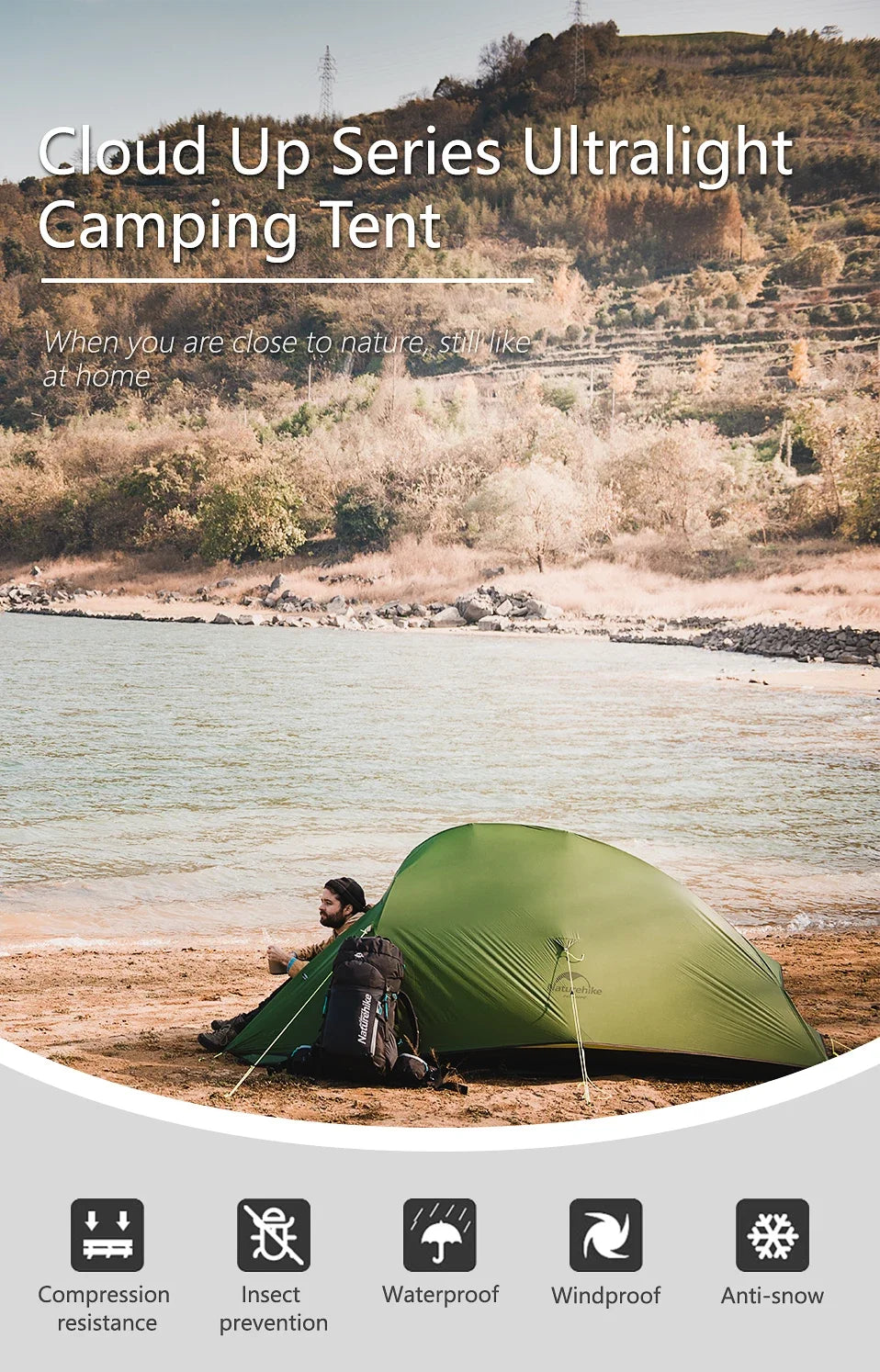 1 2 3 Person Camping Tent Ultralight Waterproof Trekking Tents Hiking Backpacking Shelter Tent Travel Tent