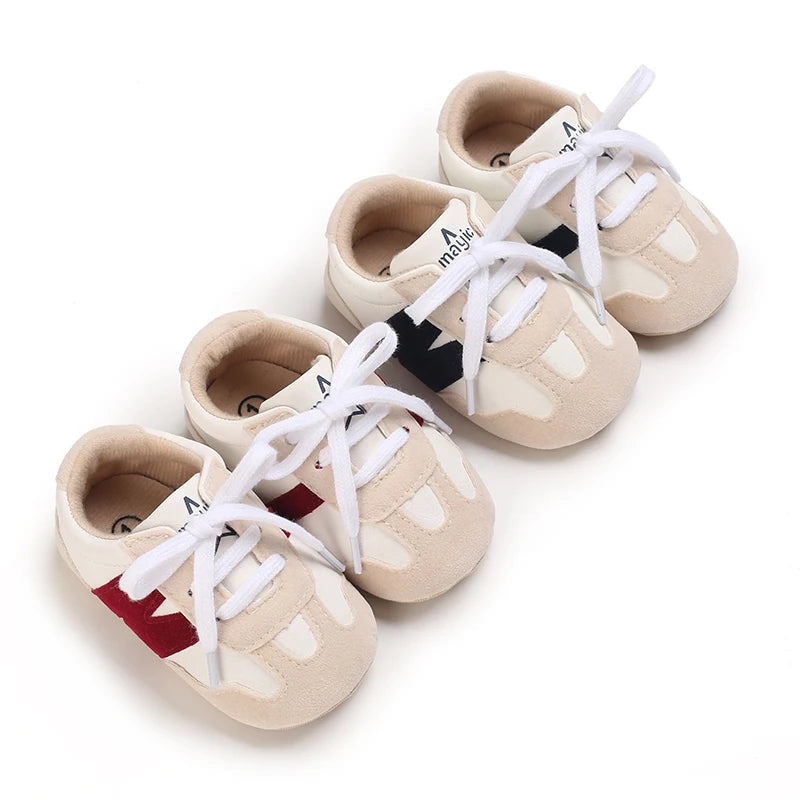 Newborn Baby Sneakers Letter Patchwork Baby Casual Shoes Anti-Slip Hundred Toddler Baby Boys Girls Shoes 0-18 Months