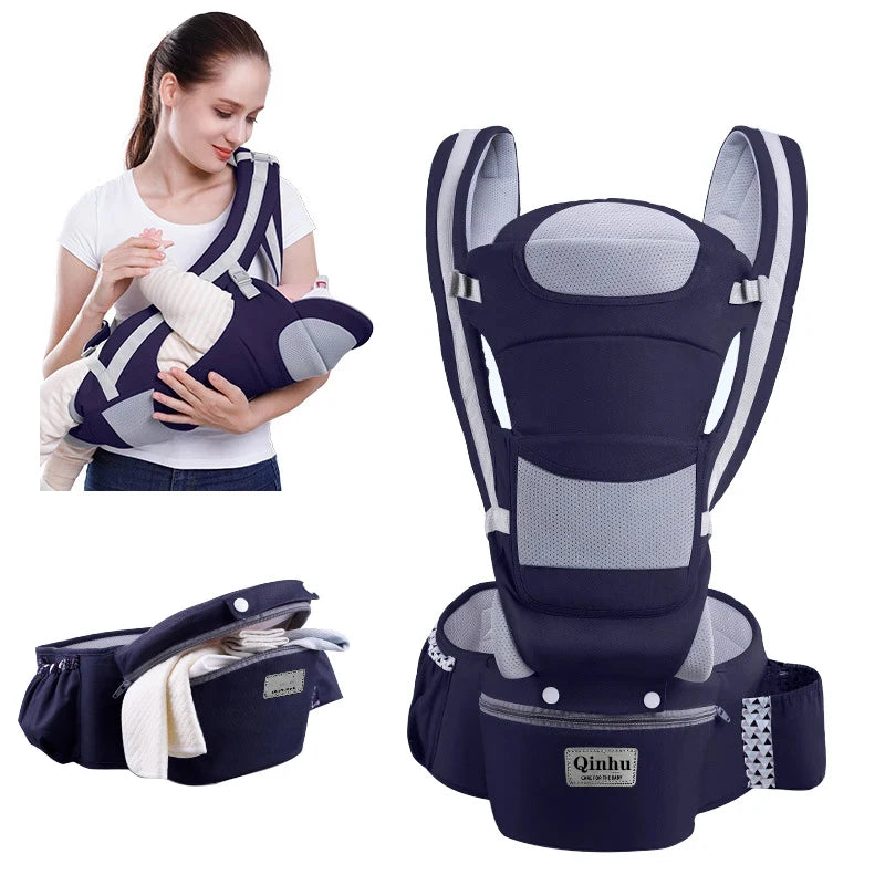Newborn Ergonomic Baby Carrier Backpack with Hip Seat – Front Facing Kangaroo Wrap for Travel - I YAN