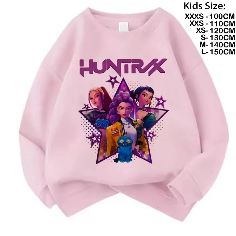 Movie Fans Gift Hoodie Girls Kids Huntrix Kpop Demon Hunters Children's Sweatshirt Cute Tiger Harajuku Hoody for Boys Girls