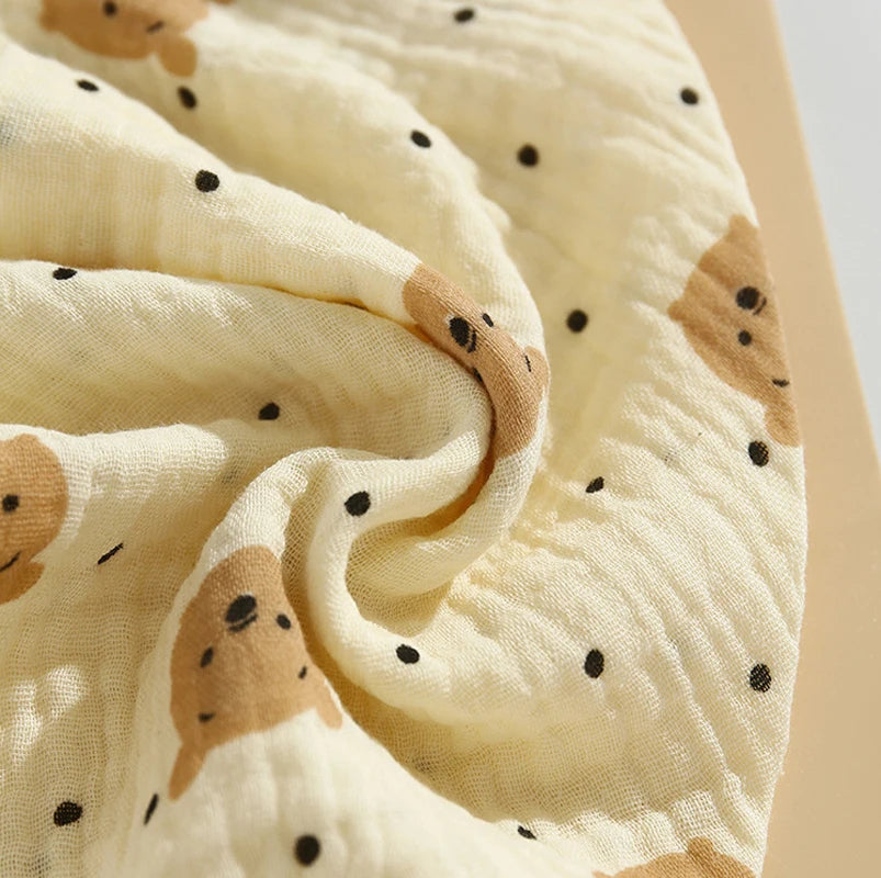 0-2Year Baby Bibs Saliva Scarf 5Pcs Triangle Scarf Cartoon Bear 4-Layer Linen Cotton Newborn Boy Girl Absorbent Cloth Baby Bibs