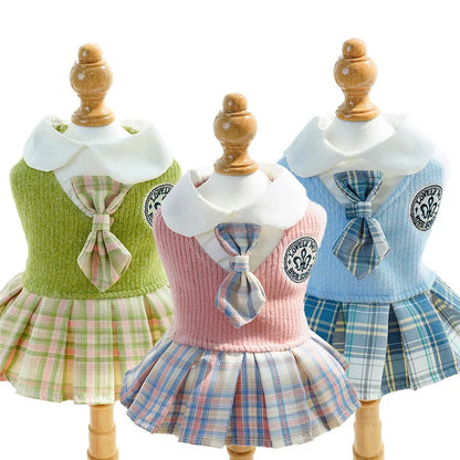 College Style Plaid Dog Dress – Cute Skirt for Small Dogs & Cats