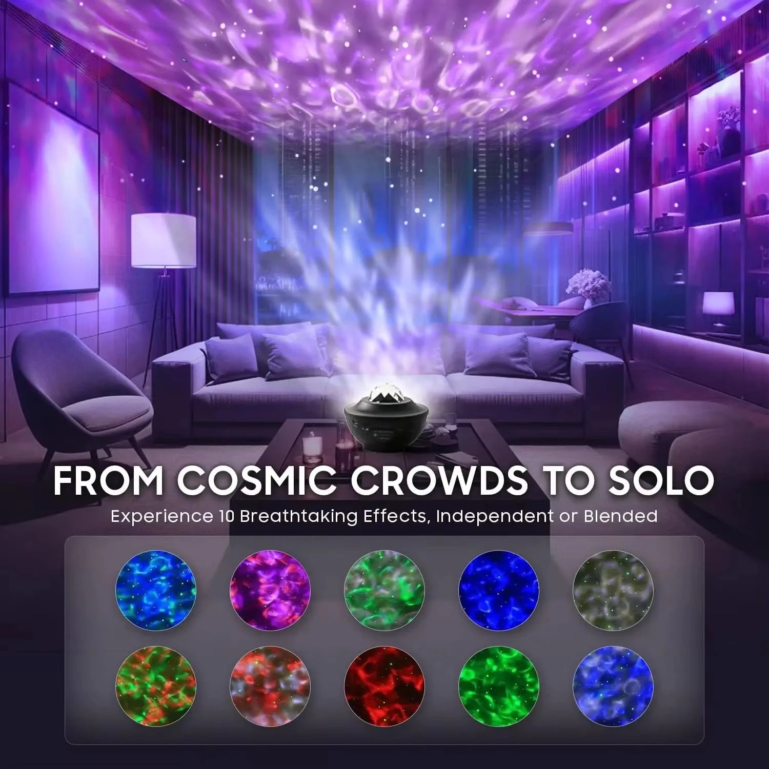 LED Starry Sky Projector Night Light Remote Control Switch USB Music Player Ocean Wave Galaxy Ambient Light Kids Birthday Gift