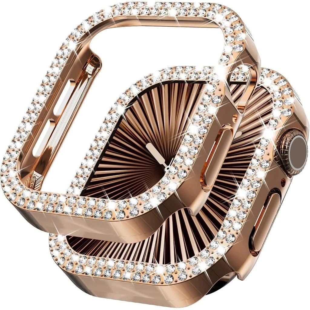 Bling Diamond Hollow Case for Apple Watch 46mm 42mm 40mm 41/44/45/49/41mm for iWatch Series 11 10 9 8 7 6 5 4 3 Protector Cover - I YAN