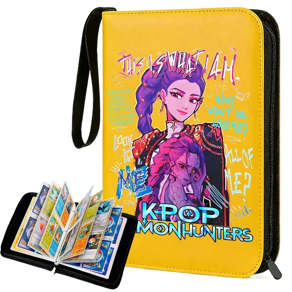 Demon Hunters Card Album Binder by I YAN with 400 pockets, PU zipper closure for storing trading cards or collectible cards.