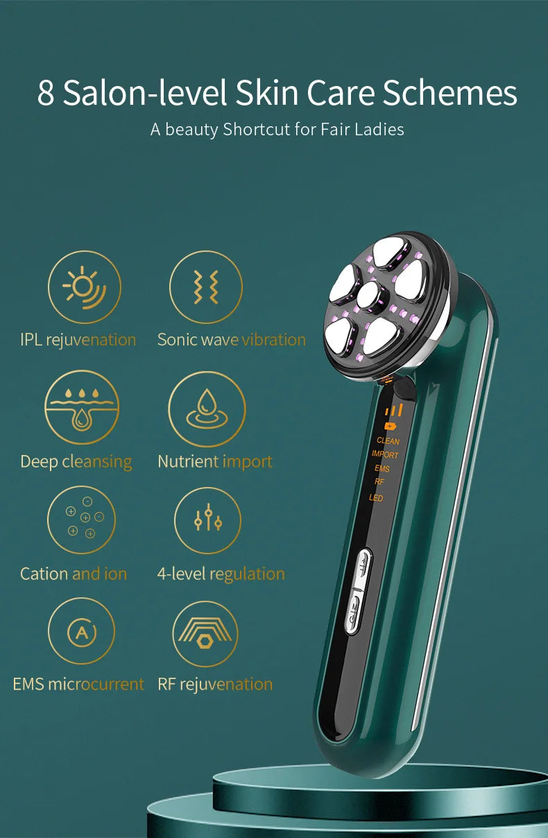 Microcurrent Facial Device Face Lifting Machine Neck Skin Tighten Massager LED Light Photon Vibration Rejuvenation Beauty Tool