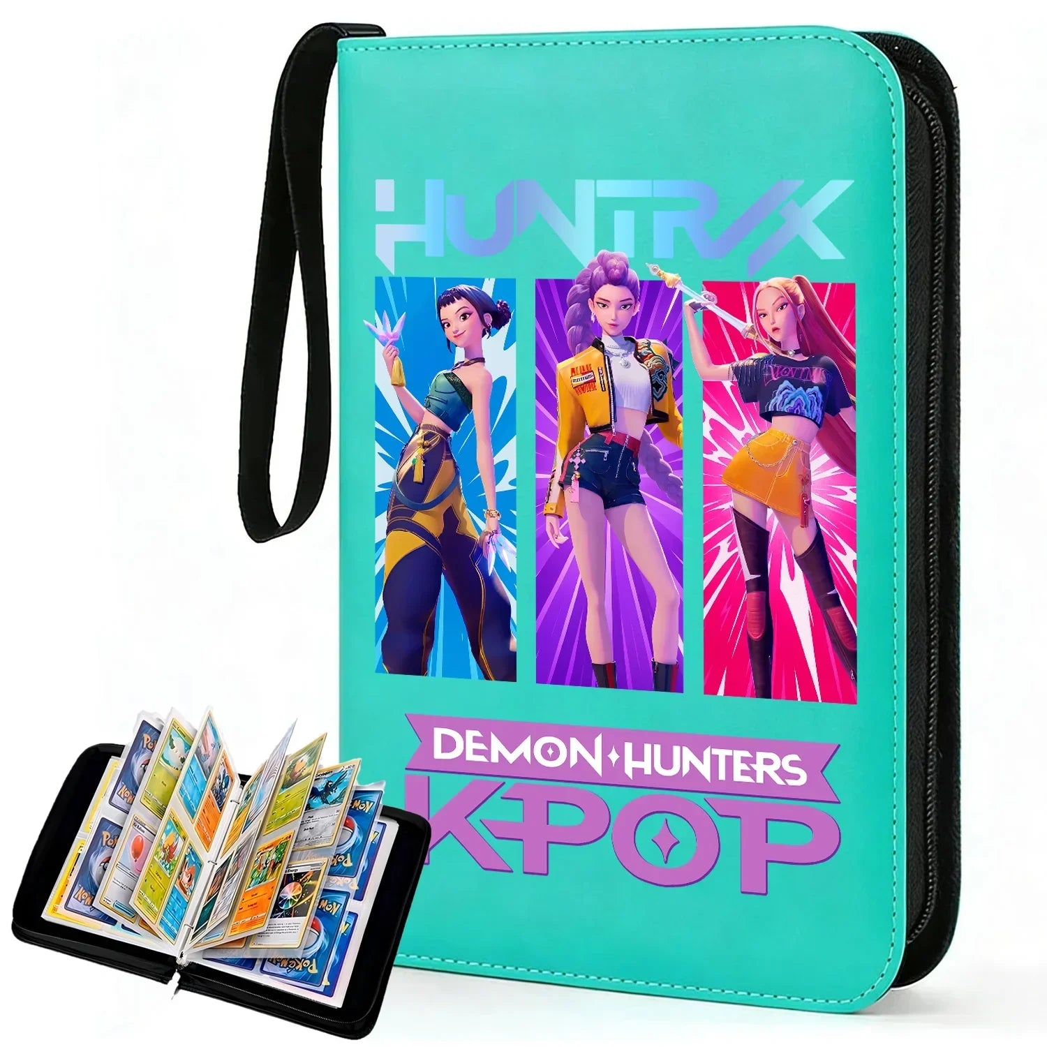I YAN Demon Hunters card album binder with 400 pockets, PU zipper holder for storing and organizing collectible cards.