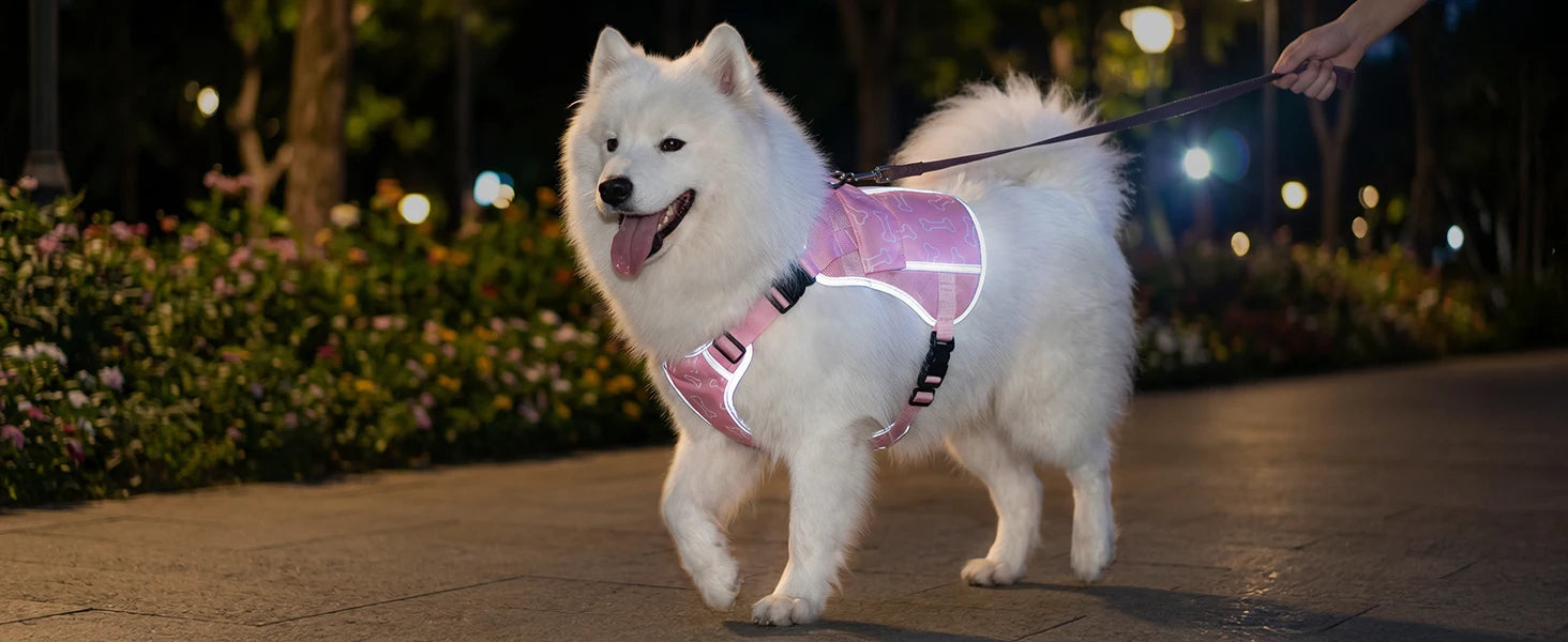 Pink dog cooling vest harness with 4 ice packs, providing over 180 minutes of cooling for large dogs by I YAN.
