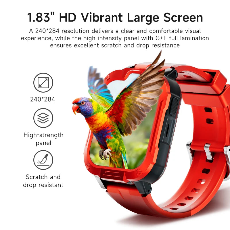 I YAN kids smartwatch with GPS, WiFi, and video call features, showing the watch face and colorful band.