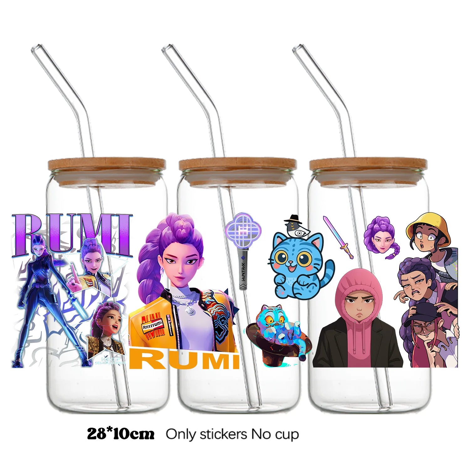 Demon Hunters UV DTF crystal sticker by I YAN, bottle and cup wrap decal in a 10x28cm size, featuring demon hunter design.