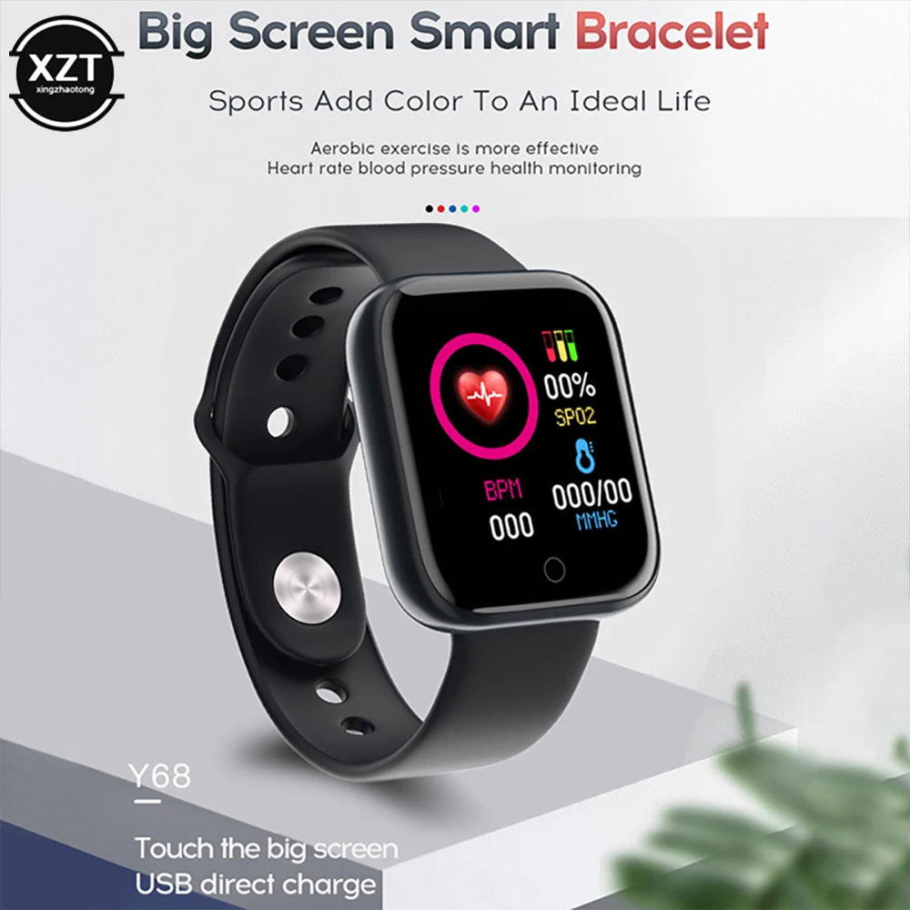 I YAN Y68 color screen sport watch with pedometer, heart rate monitor, blood pressure, fitness bracelet for children and adults