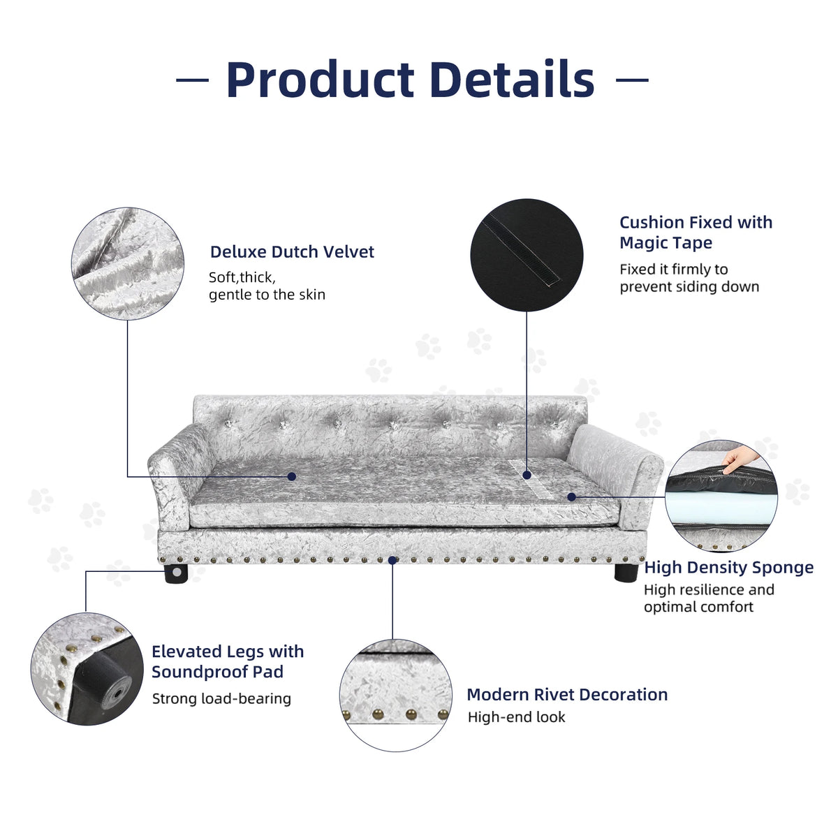 Extra large I YAN dog sofa bed with elevated lounge design, removable sponge cushion for medium to large dogs.