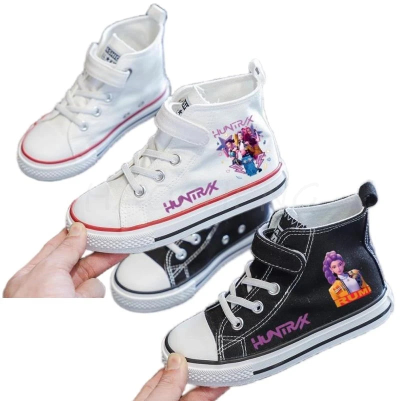 New Kpop Demon Hunter Children's Canvas Shoes Kids Sneakers Boys Girls Fashion Canvas Shoe Cartoon Print Breathable Casual Shoes