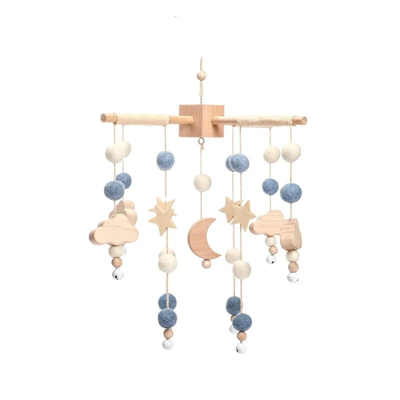Crochet Stars Baby Crib Mobile – Wooden Bed Bell Hanging Toy for Newborns 0-12M - I YAN
