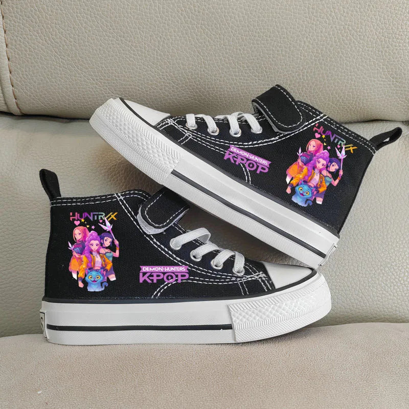 Children Casual Sneakers Girls' High-Top Canvas Shoes KPop Demon Hunters New Student Running Kids basket Shoes Rumi Tennis Shoes