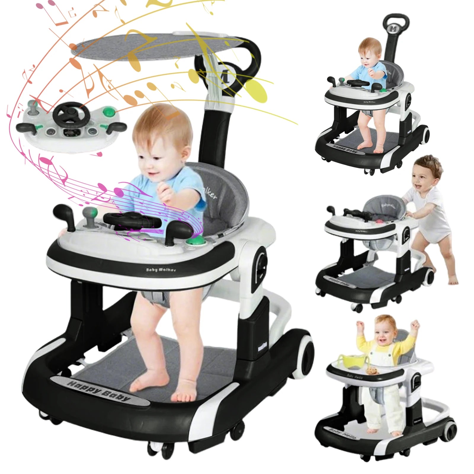 I YAN 5-in-1 baby infant walker with learning toys, anti-rollover design, multifunctional, without battery, suitable for infants.