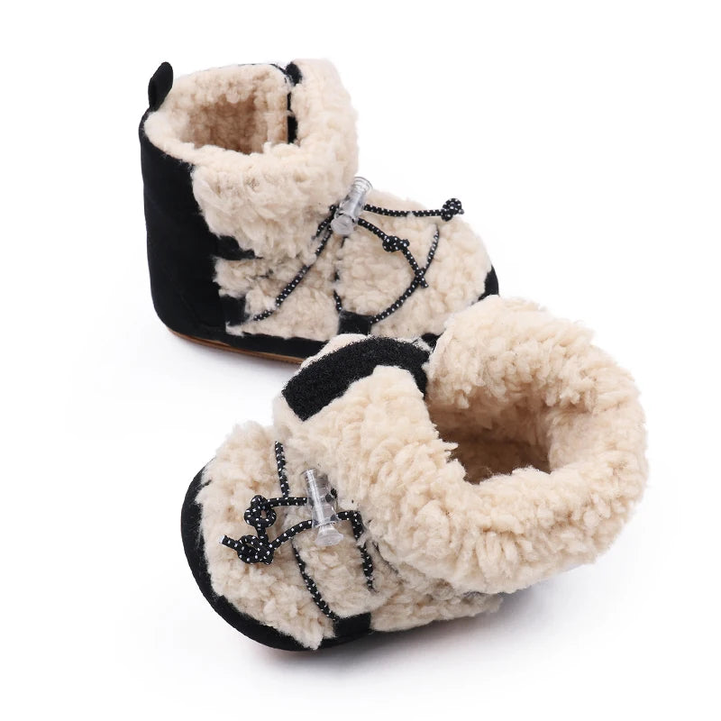 Winter Cute Baby Girls Boys Snow Booties Fashion Design High Quality Non-slip Casual Shoes Coral Velvet Prewalker Shoes BMB3119