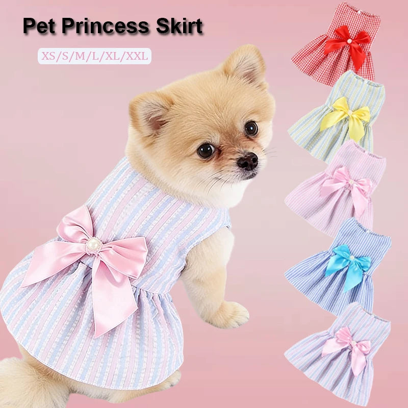 Small Dog Flower Princess Dress – Cute Summer Pet Skirt for Cats & Dogs