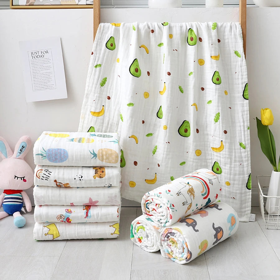 Baby Bath Towel Newborn Bathrobe 4-Layer Pure Cotton Gauze – Soft Swaddle Blanket & Washcloth for Boys & Girls - I YAN