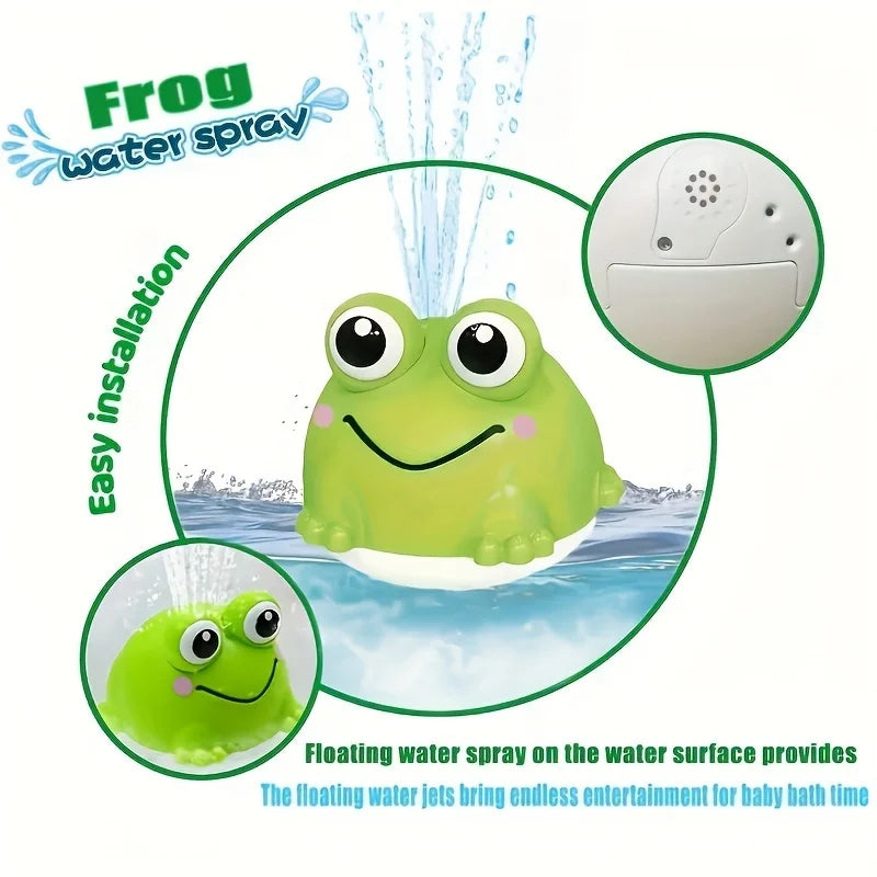 Cute I YAN frog bath toy for toddlers, soft water squirt toy for bathtub, shower, pool, and beach play for kids and babies.