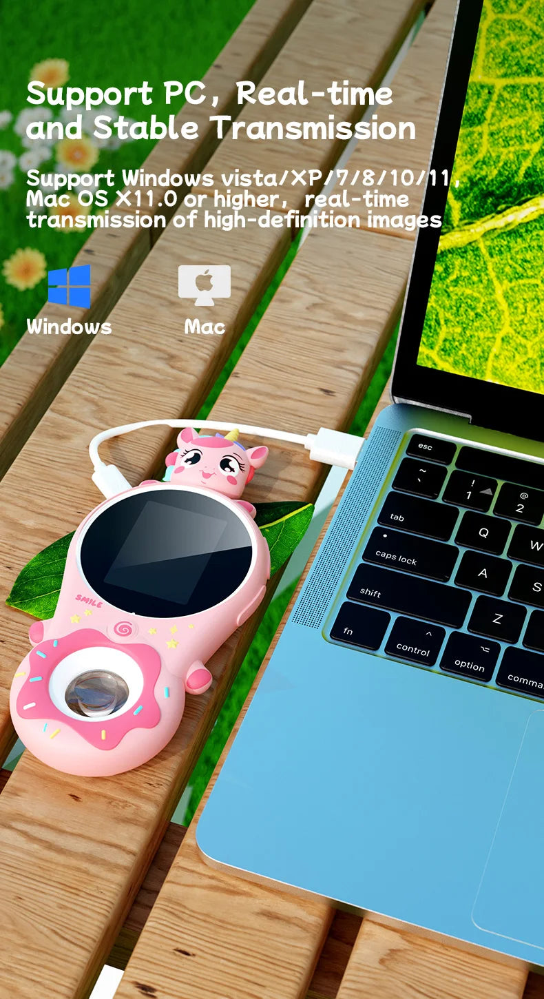 Mini Kids Optical Microscope 500x Magnification 200MP Camera Lens with Photo And Video Function Silicone Cover  Children's Gift