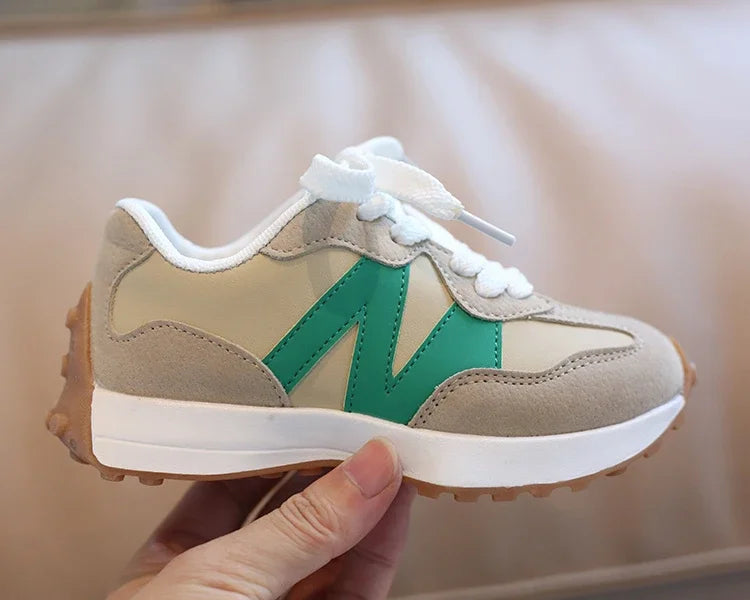 Children's Spring New Leather Upper Sneakers Kids Non-Slip Casual Shoes Boys Girls Soft Sole Students Tennis Toddler Sport Shoes