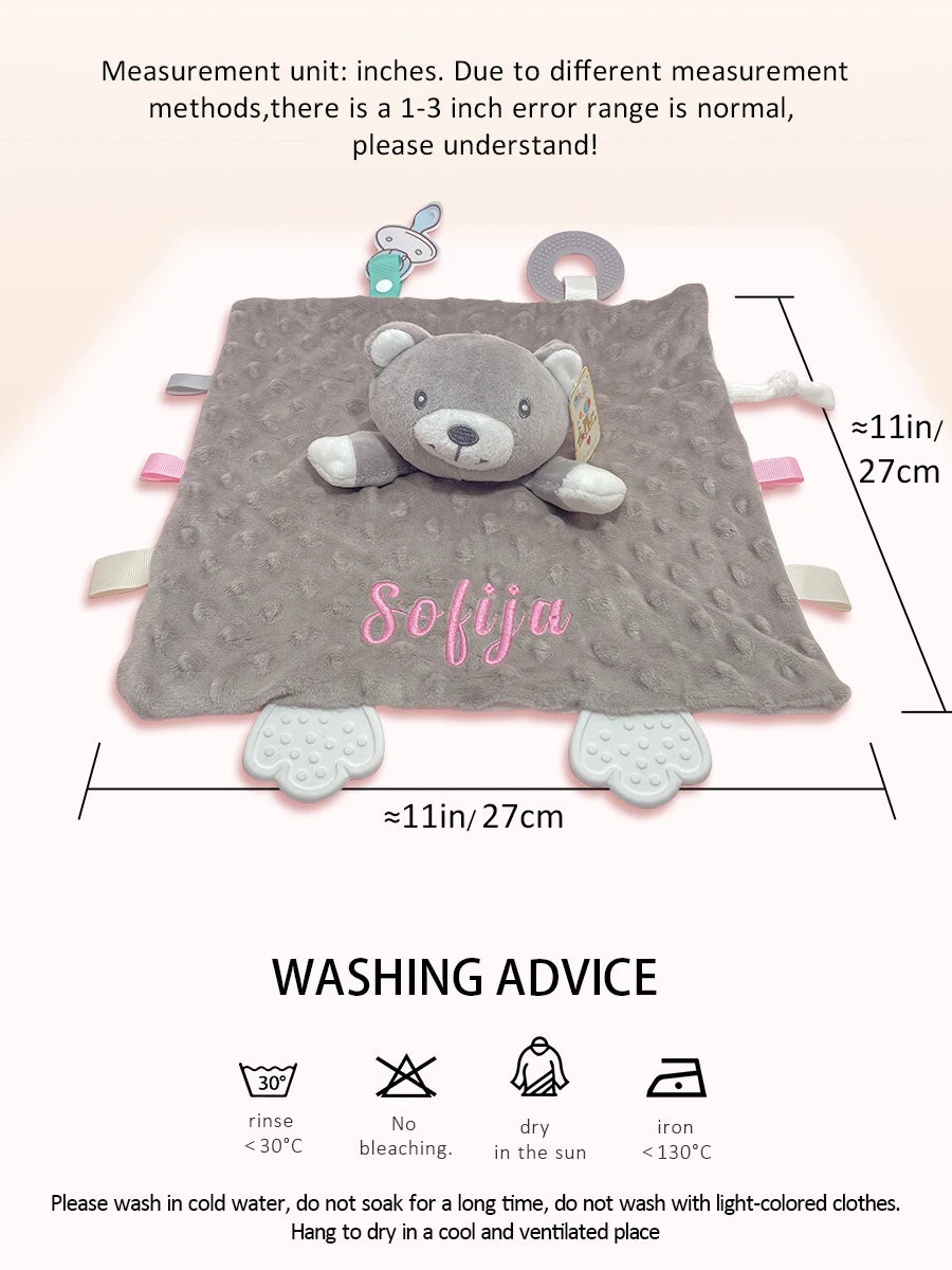 Soft I YAN personalized baby blanket and lovey set with minky dot fabric, perfect for boys and girls baby shower gifts.