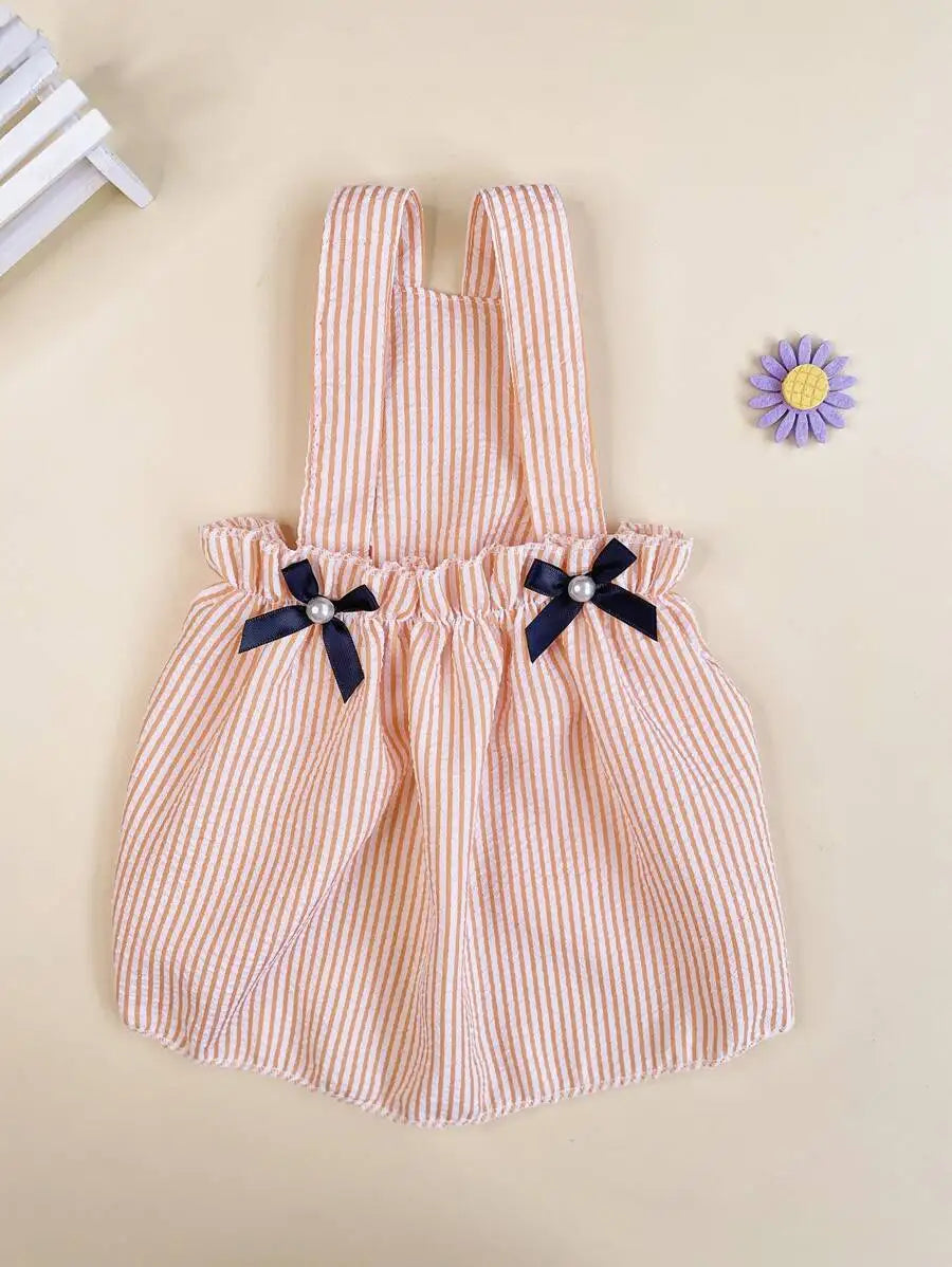 Striped Bow Pet Dress – Soft Breathable Outfit for Dogs & Cats