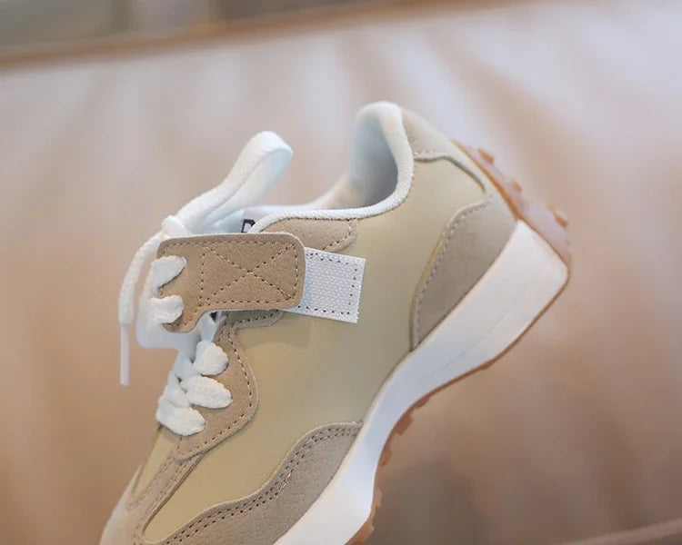 Children's Spring New Leather Upper Sneakers Kids Non-Slip Casual Shoes Boys Girls Soft Sole Students Tennis Toddler Sport Shoes