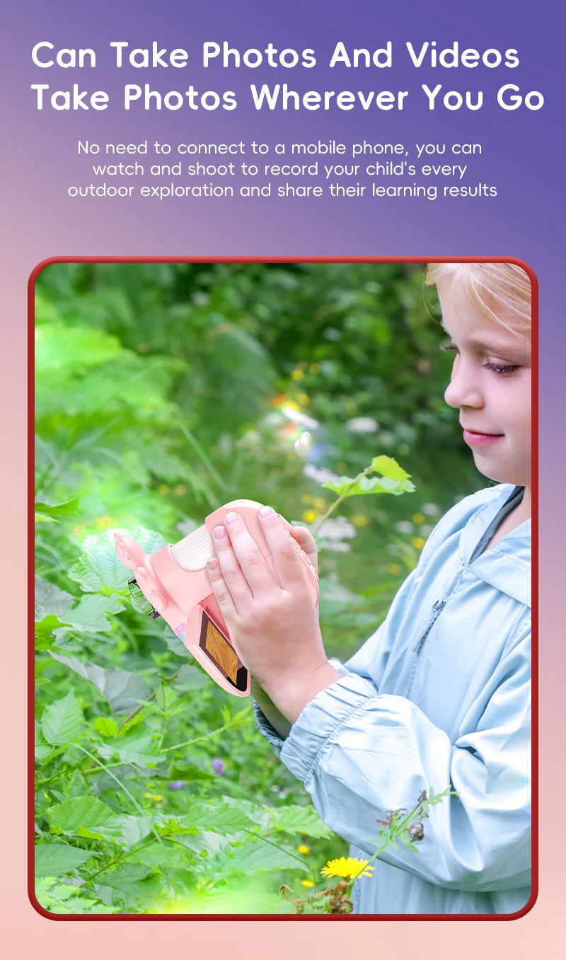 Kids Microscope 8 LED Light 1000x Magnifying Handheld Digital Microscope Adjustable Focus Telescope for Christmas Birthday Gift