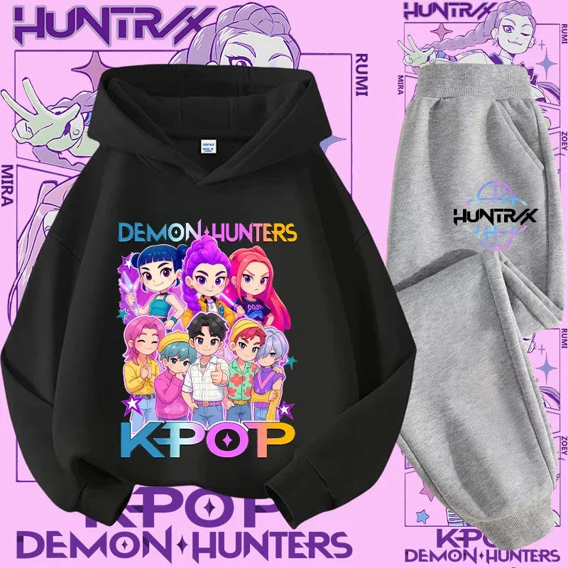 K-Pop Devil Hunter Kids Tracksuit Set – Soft Breathable Hoodie & Pants Girls & Boys Ages 4-13 - I YAN