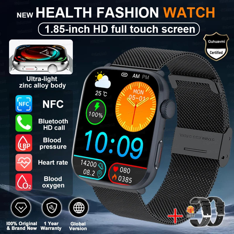 New Fashion NC SmartWatch For Men 1.85'' 240*284 AMOLED Screen Bluetooth Call Health Monitor Waterproof Sport Smartwatches Women