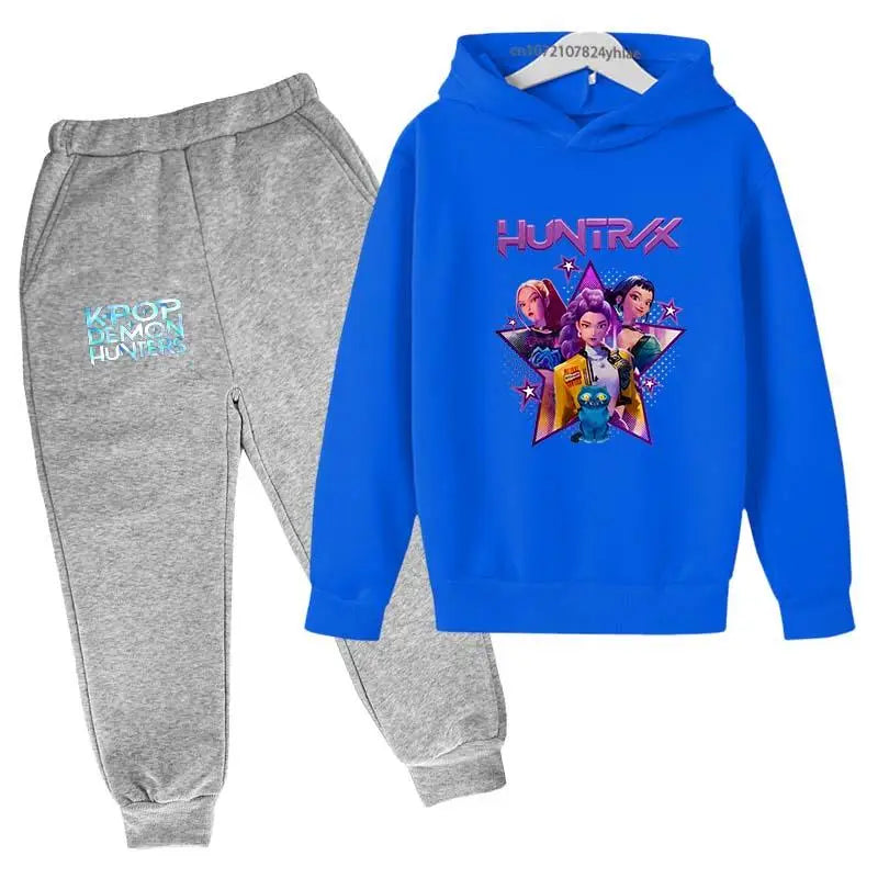 Kpop Demon Hunters Kids Cartoon Print Hoodie And Pants Set 2pcs Tracksuit Casual  Clothing for Boys And Girls 2-13 Years