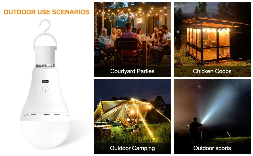Rechargeable Light Bulb RGB color USB Led Bulb  Smart Bulb Dimmable E27 Bulbs with Timing Cordless Battery Operated Light Bulb