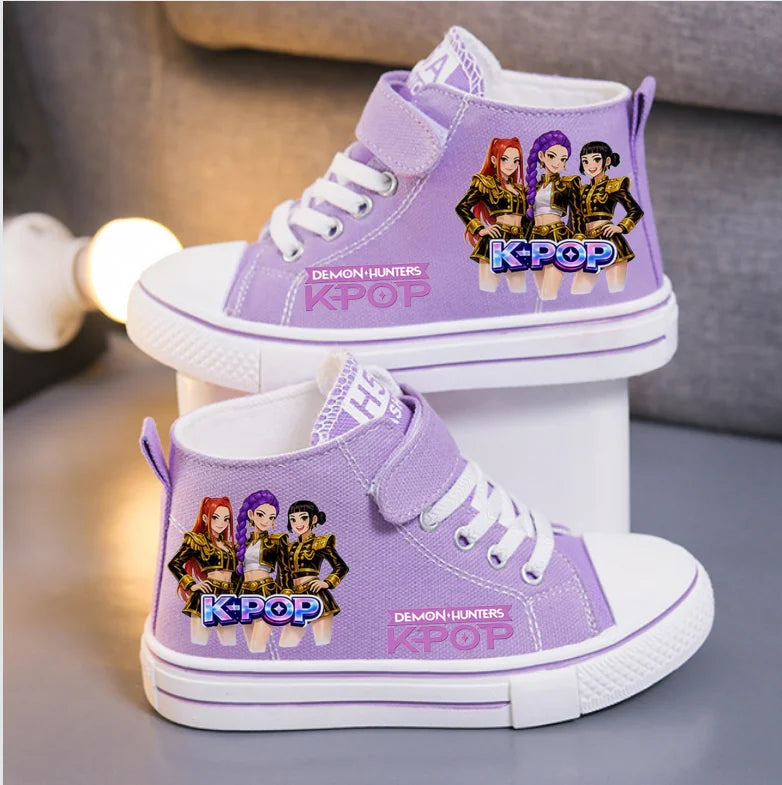 Kpop Demon Hunters Children's Canvas Shoes Fashion Student Shoes Boys Girls Outdoor Sport Shoes Sneakers Print Kids Casual Shoes
