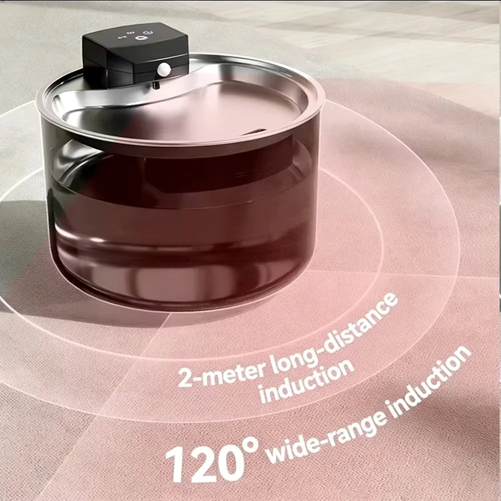 3L Large Capacity | Stainless Steel | Circulating Filter | Ultra-Quiet Sensor Water Drinker | Suitable for Cats and Dogs