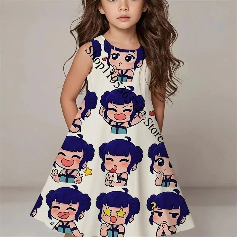 Girls Demon Hunters Kpop Dress 2026 Summer Kids Print Casual Beach Sleepwear  FashionKids Birthday Party Cosplay Costume 3-12Y