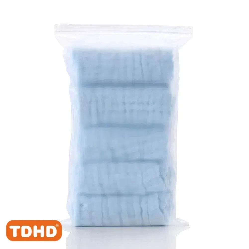 Baby Gauze Saliva Towels 5-Pack Pure Cotton 6-Layer – Absorbent Burp Cloths for Newborns 0-12M - I YAN