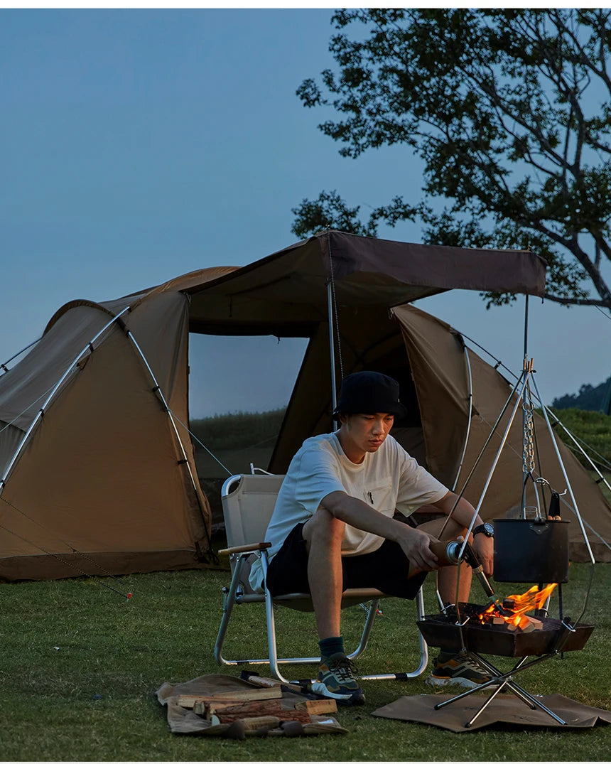 MOBI GARDEN Camping Tunnel Tent Two Bedrooms Waterproof Sunshade Portable Living Tent