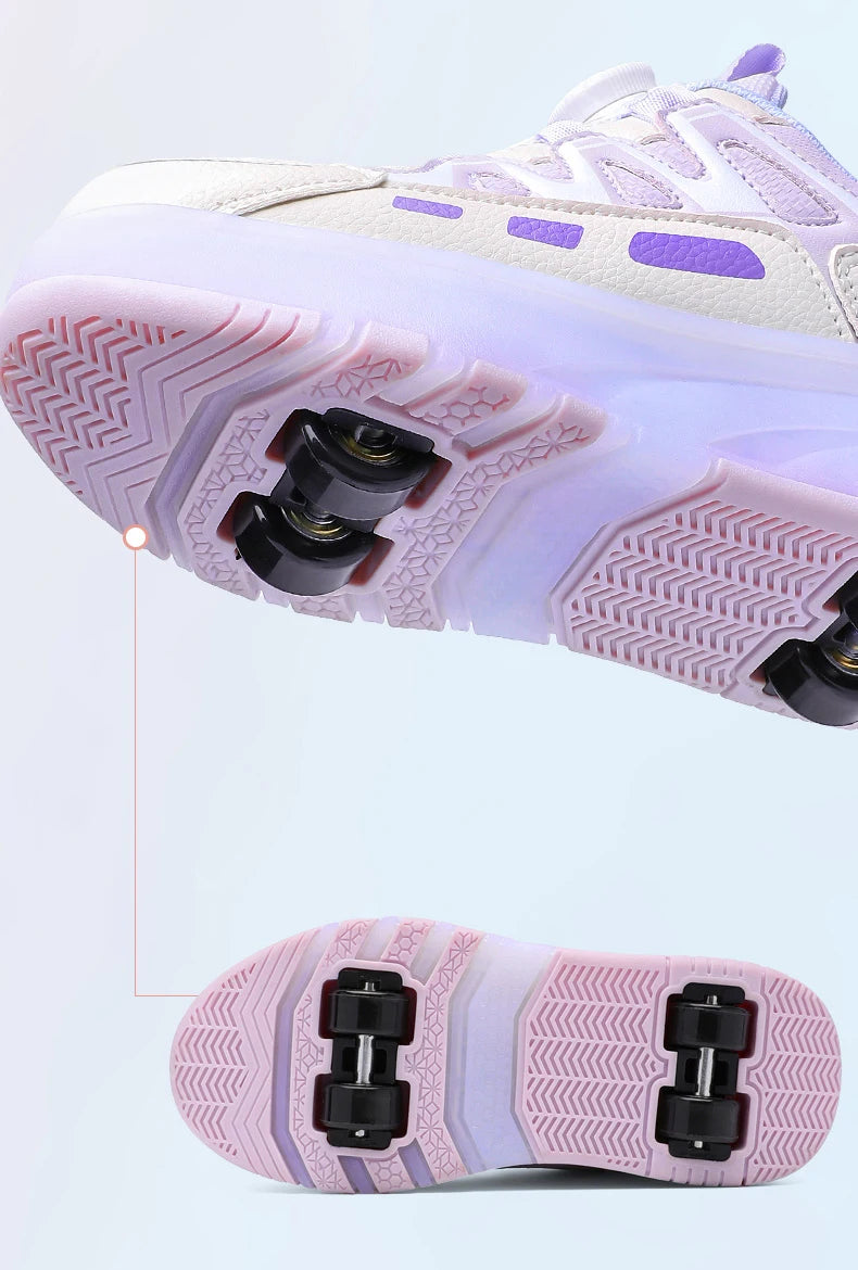 Roller Skate Shoes Kids Sneakers With 4 Wheels LED Light Luminous Children Glowing Fashion Outdoor Sports Shoes Girls Boys Gifts