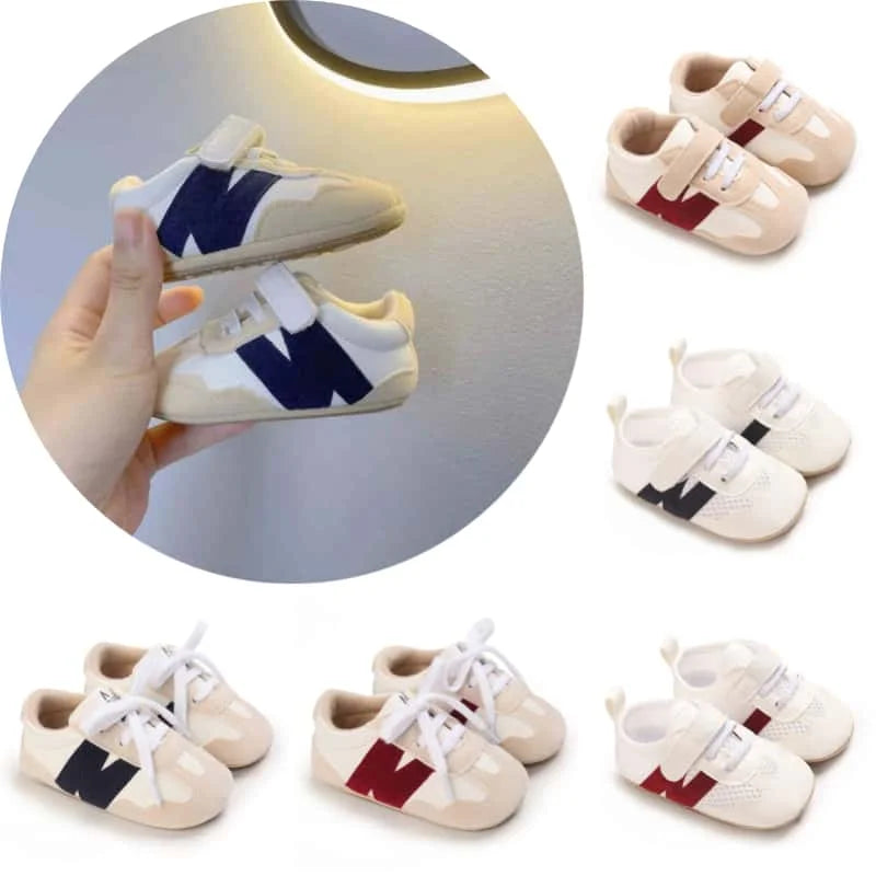 0-18 Months Baby Classic Sneakers - Letters Splicing Design, Non-Slip First Walkers, Comfortable Casual Shoes for Infants & Tod