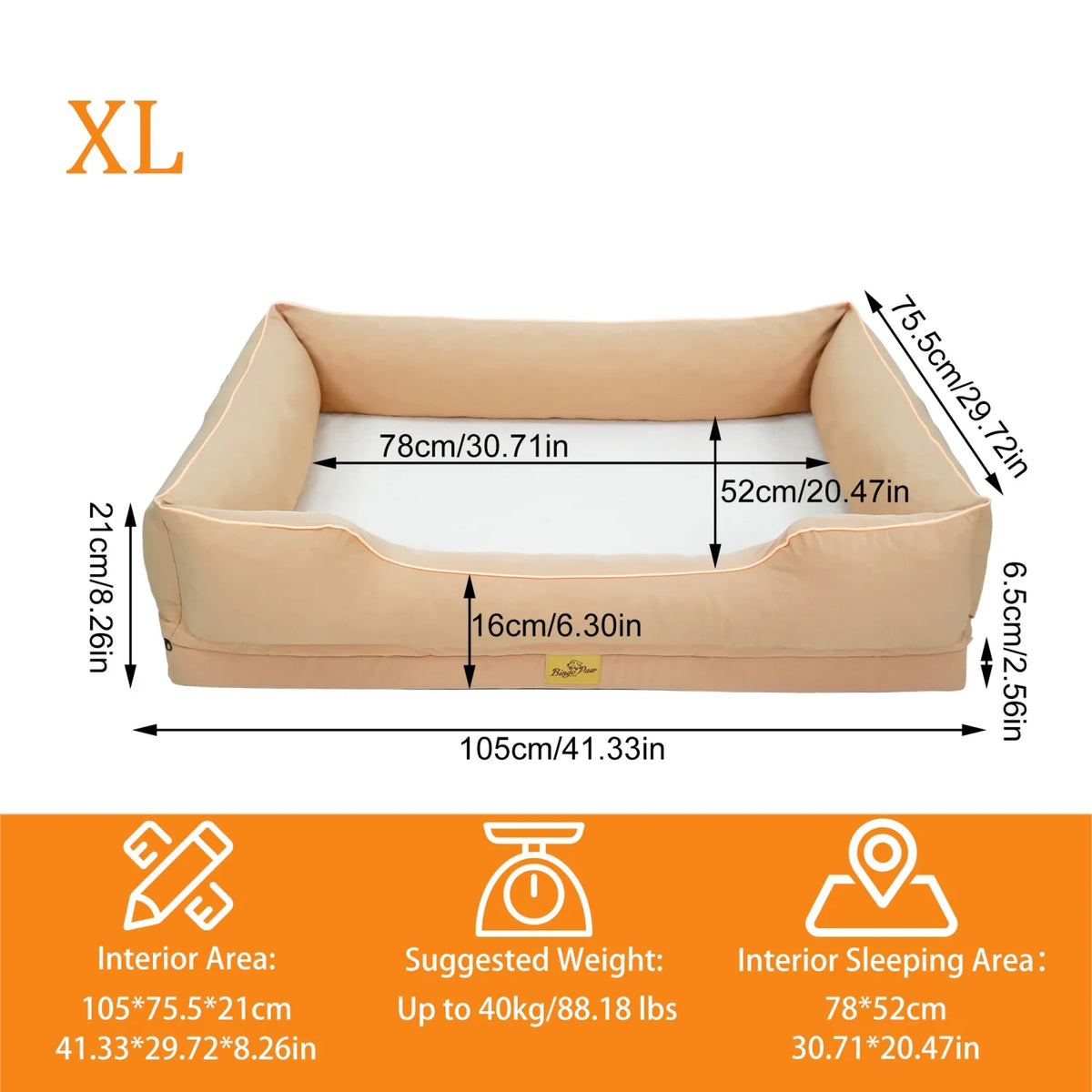 Orthopedic dog bed by I YAN with foam bolster, waterproof lining, removable cover, in M/L/XL sizes for comfortable pet lounging